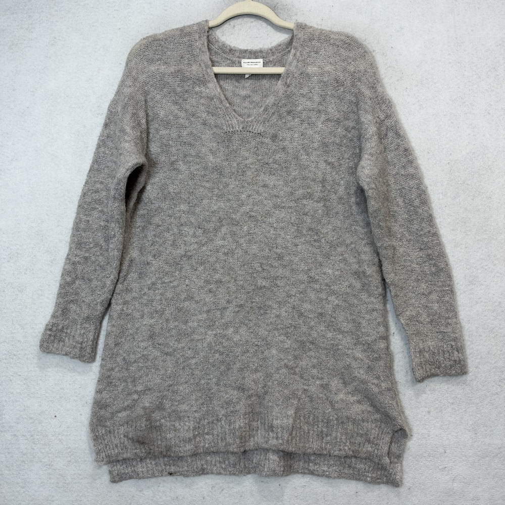 Club Monaco Sweater Tunic Womens Petite Small Gray Long Sleeve V Neck Knit
